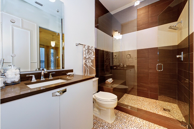 Salle de bain - Plan de travail de salle de bain moderne, fonc, en marbre - 