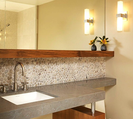 Salle de bain - Plan de travail de salle de bain moderne, fonc, en marbre -  2